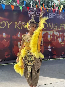 Student in costume during school play
