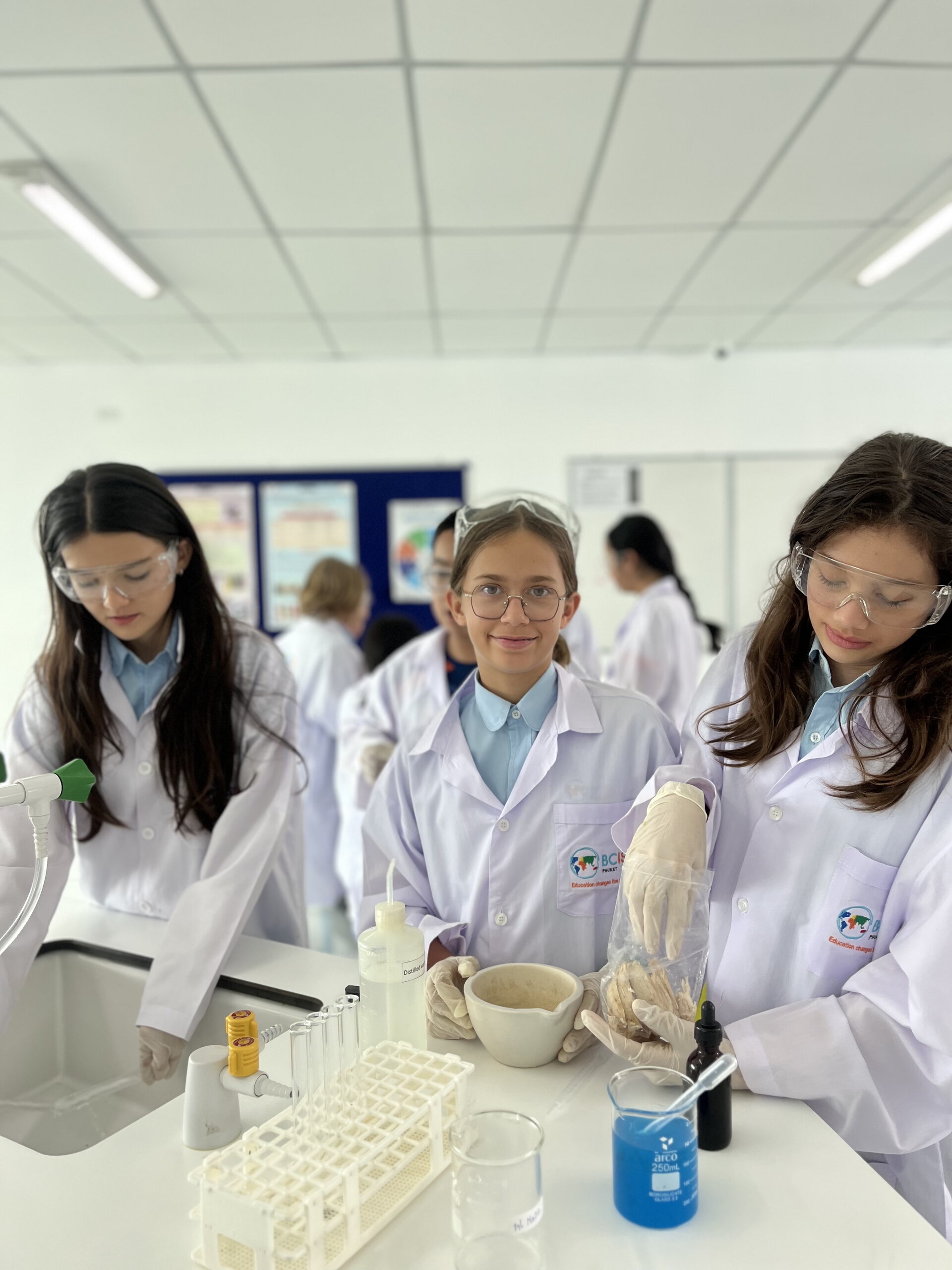 students during chemistry class