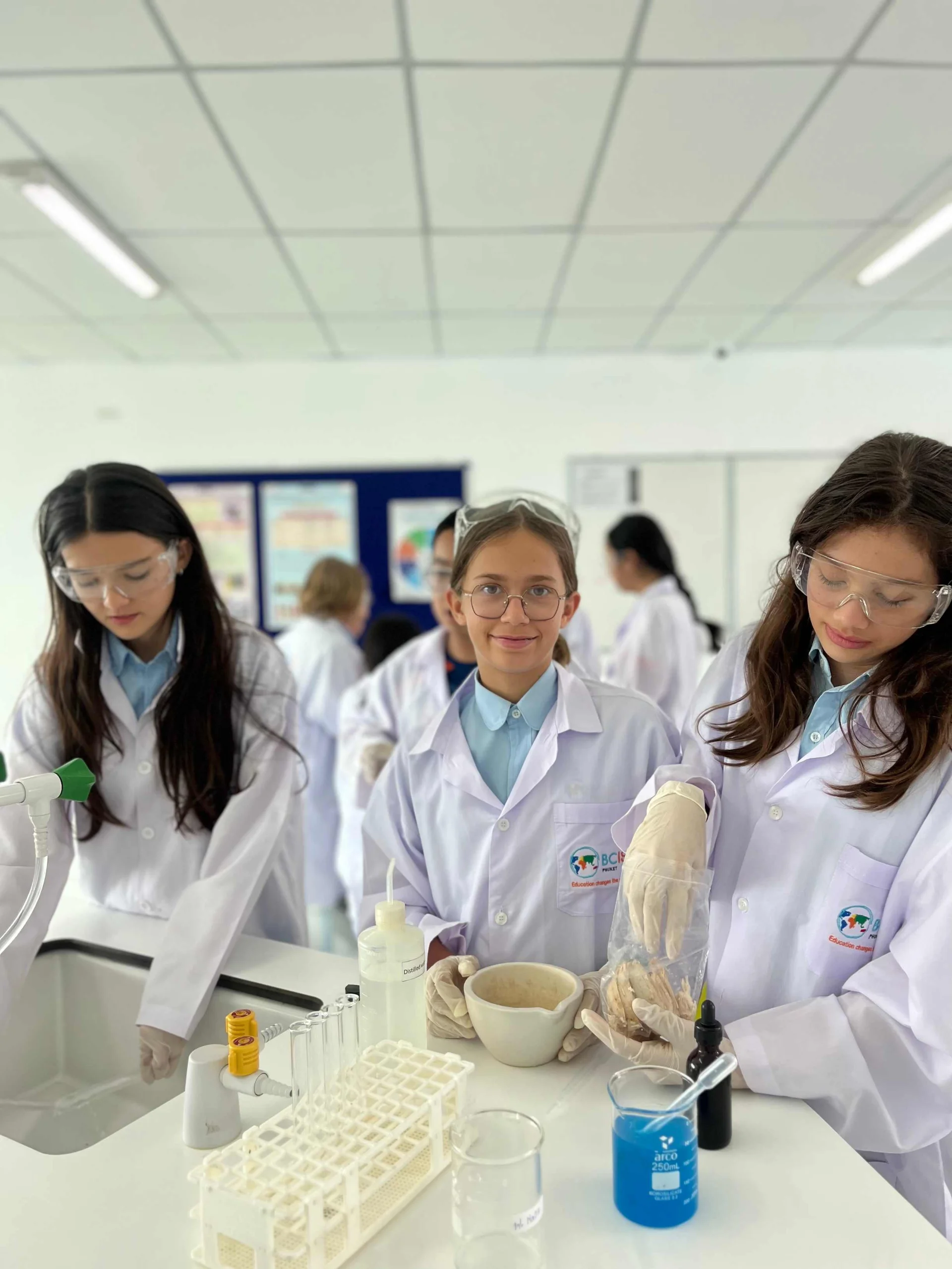 students during chemistry class