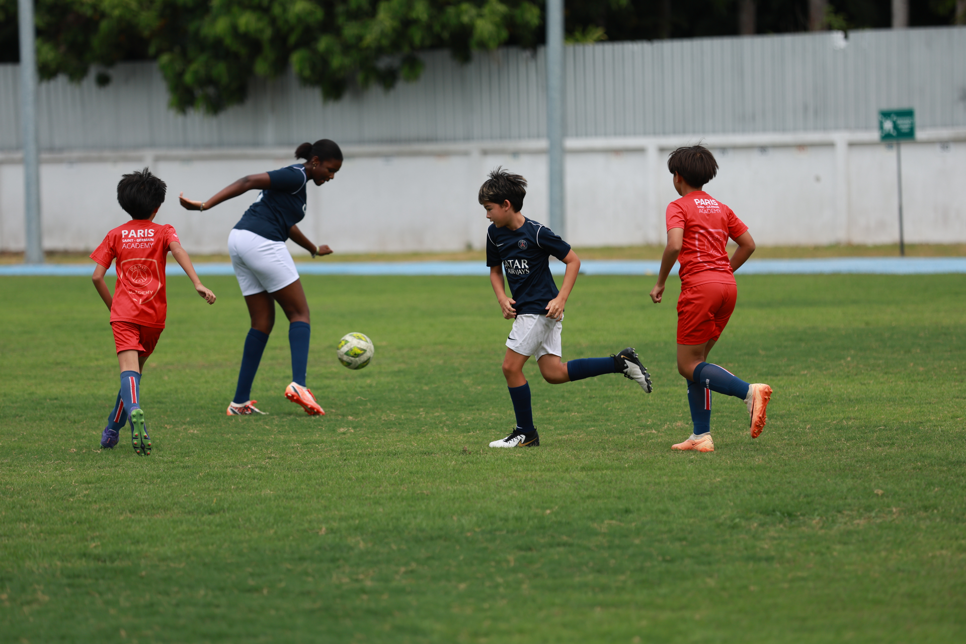 students playing soccer