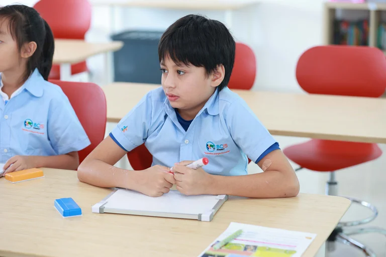 student writing