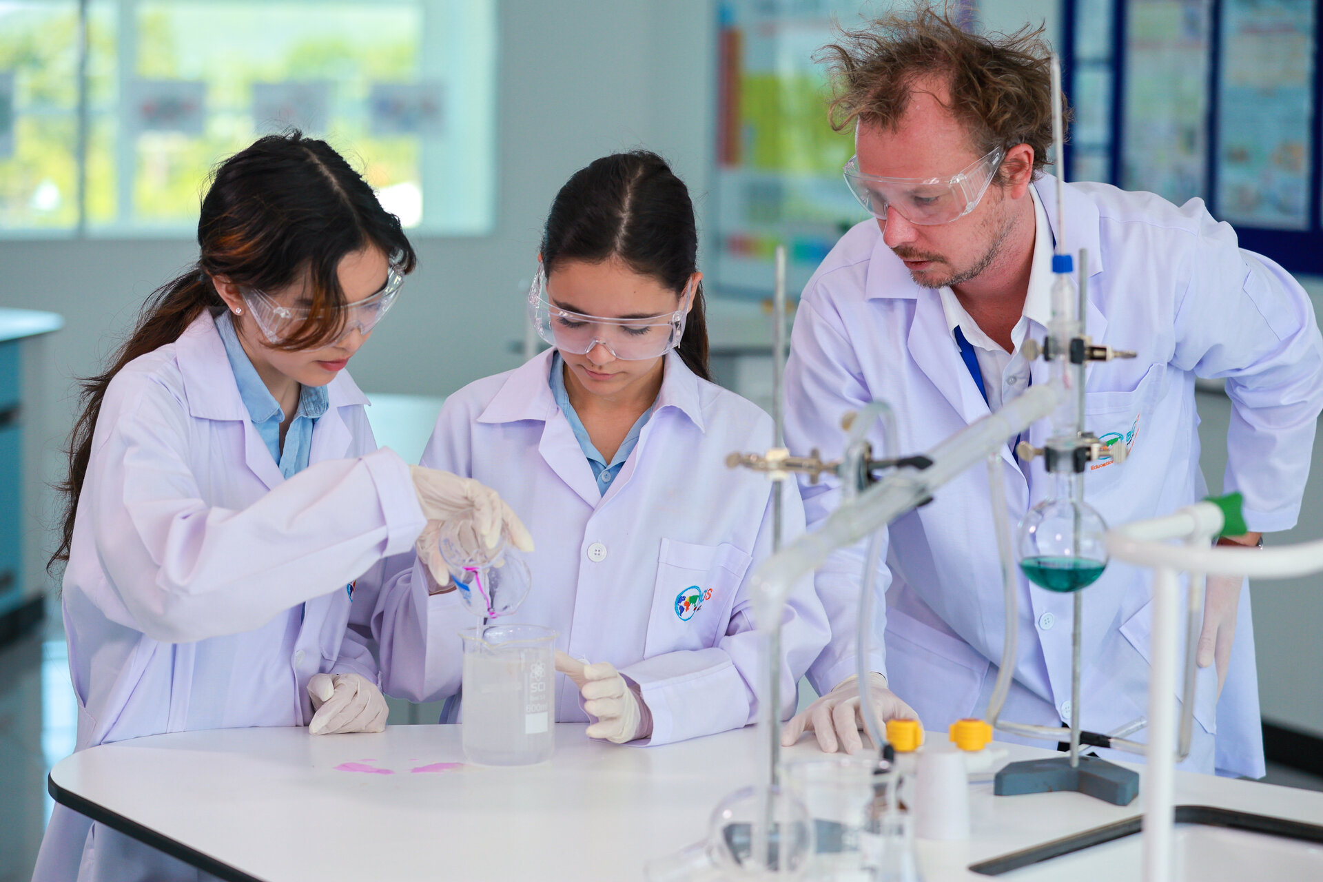 students during chemistry class