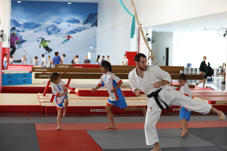 students playing martial arts