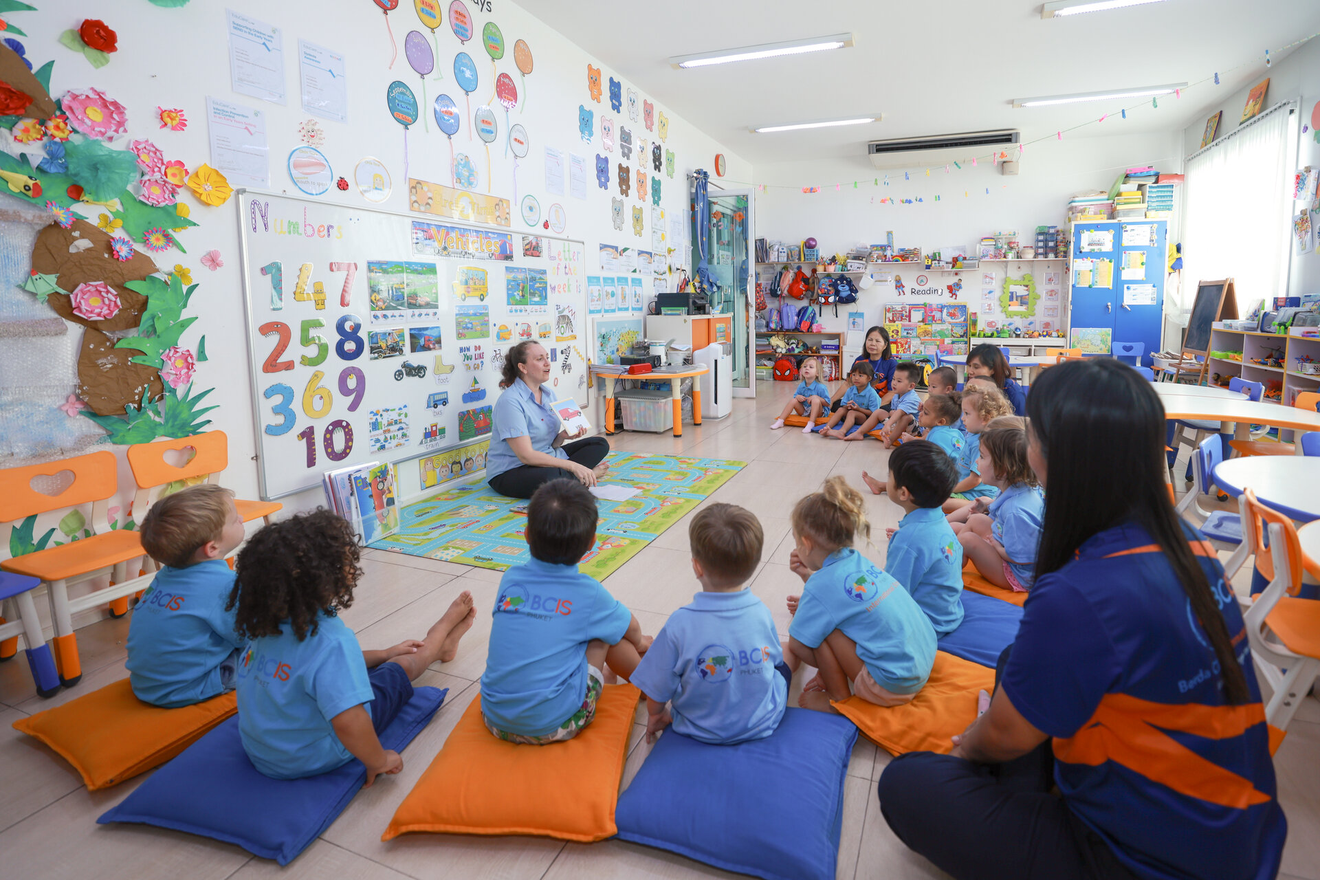 children and teacher in the classroom
