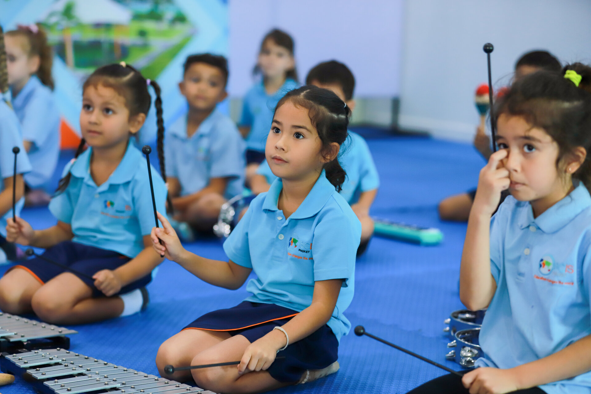 students during xilophone lesson