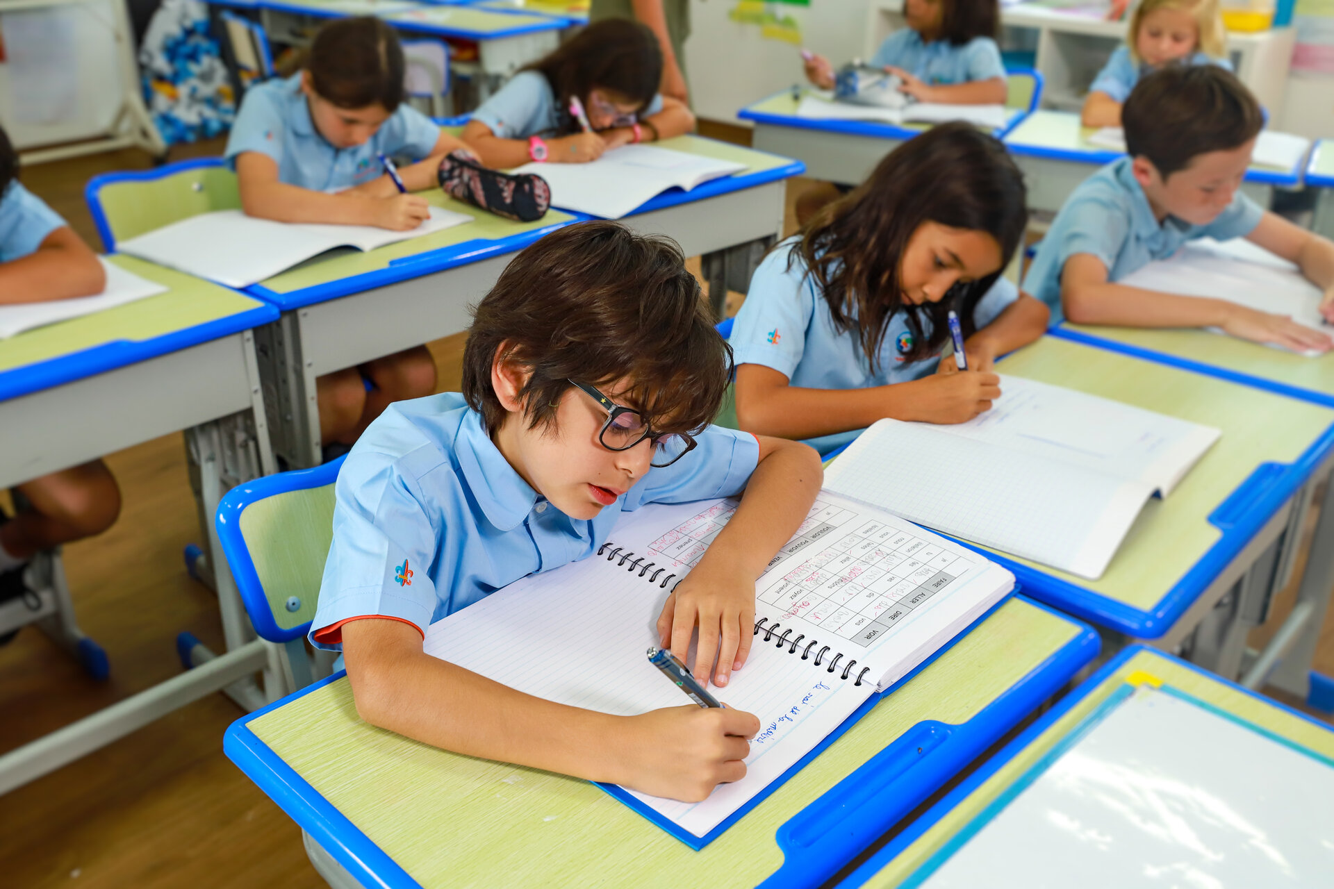students writing