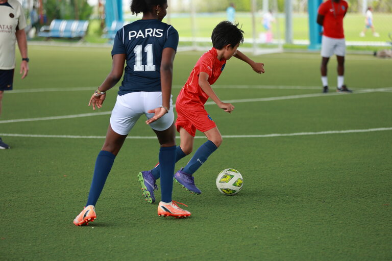 two students during football match